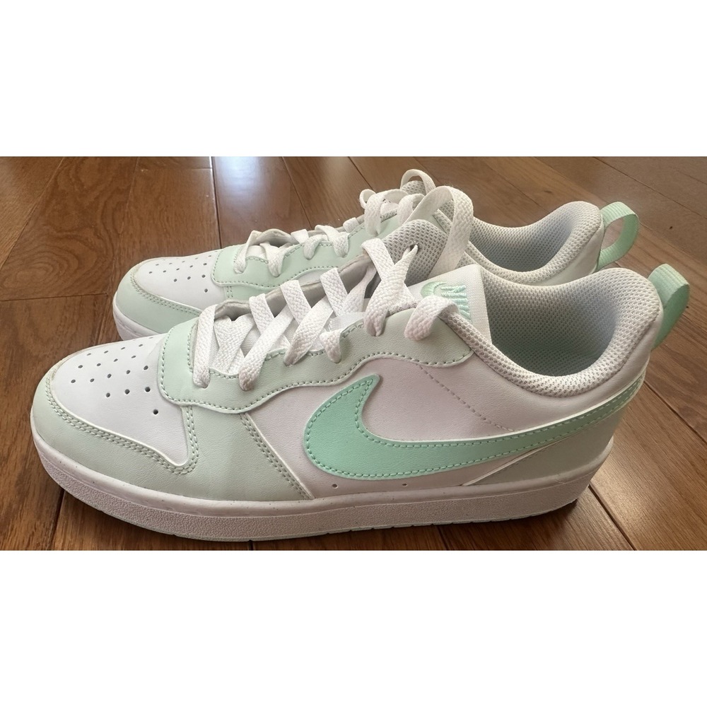 Nike Court Borough Low Shoes Youth‎ Size 6.5Y White Mint Green FZ3539-100 EUC